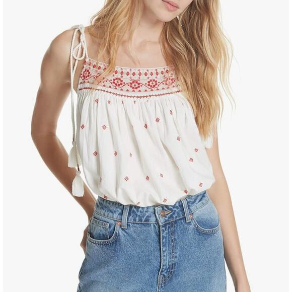 Free People Eternal Love Boho Peasant Embroidered Top S Hippie Cottagecore Fairy - Picture 1 of 10